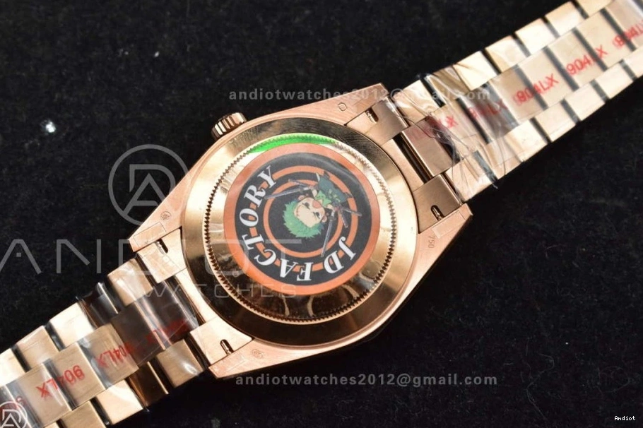 40 904L On Meteorite Steel President Markers A3255 RG Crystal Bracelet DayDate Dial JDF 0129